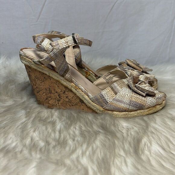 Rialto Woven Plaid Cork Wedge Sandals Bwo Detailed Sz 7 - Picture 4 of 9